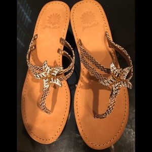 Yellow Box Heeled Flip Flops